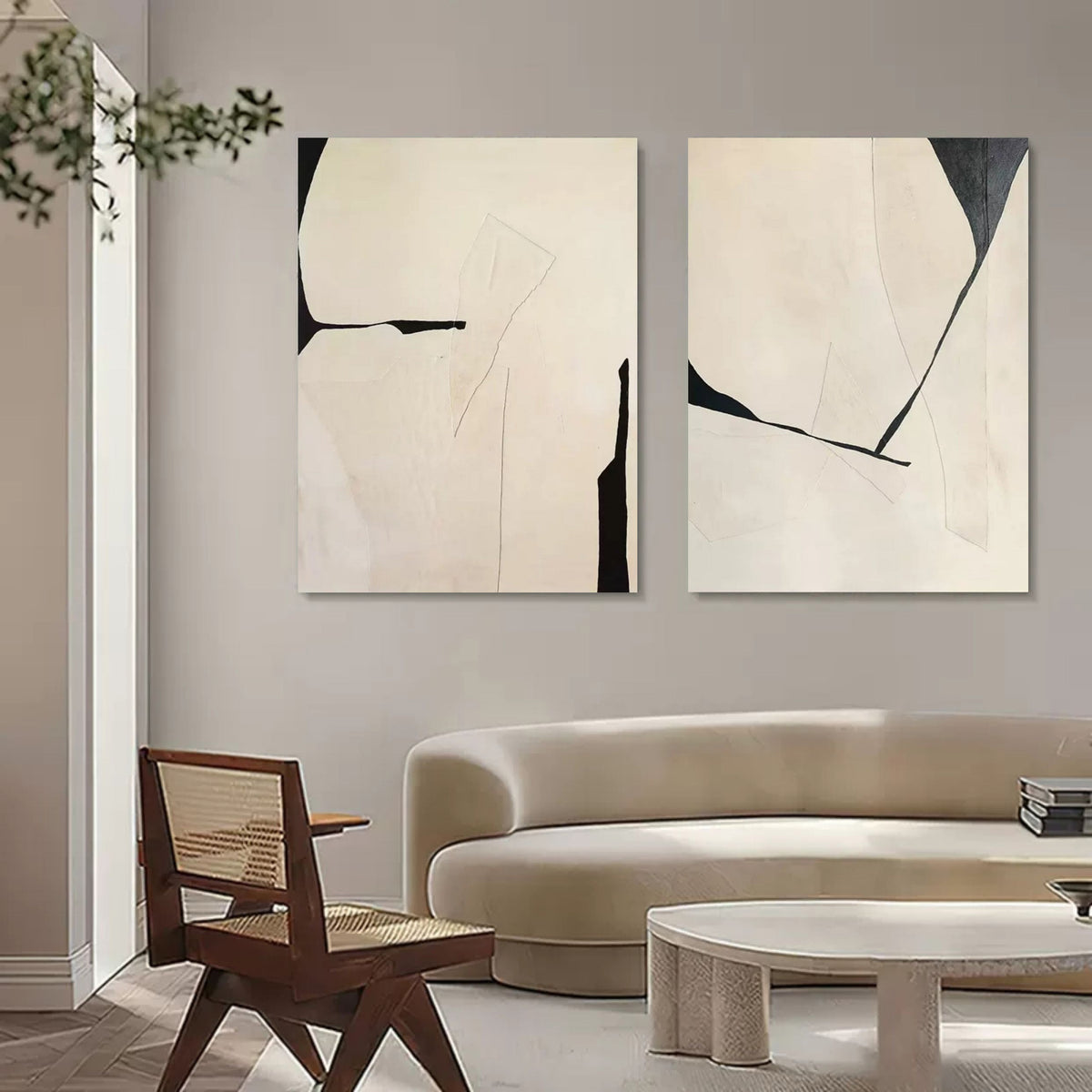Abstract Painting Set of 2 #SP107 on the sofa background wall