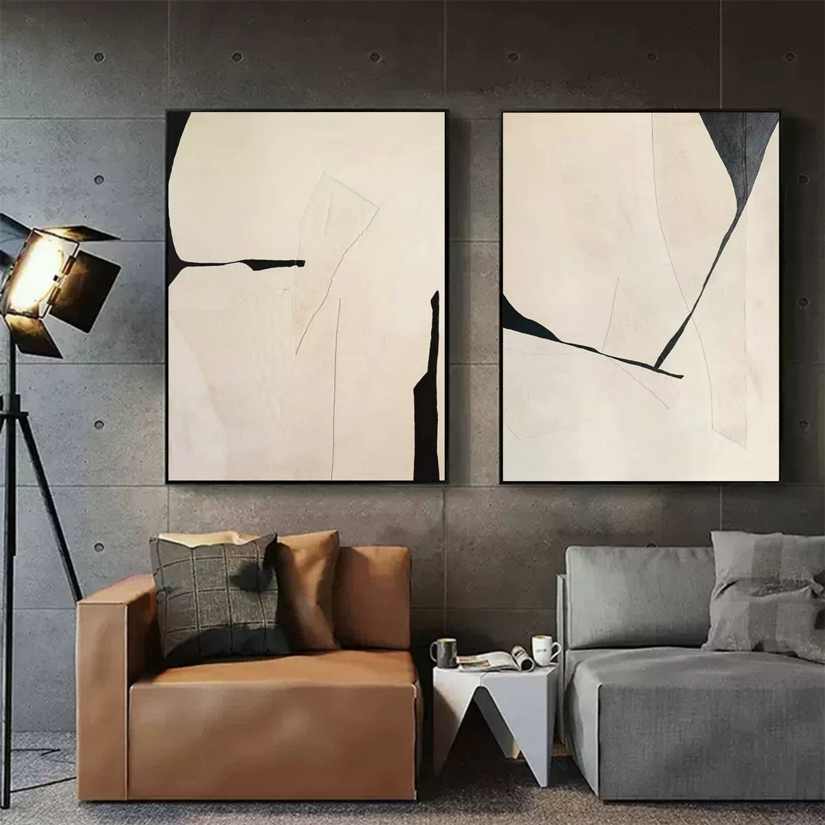 Abstract Painting Set of 2 #SP107 on the sofa background wall