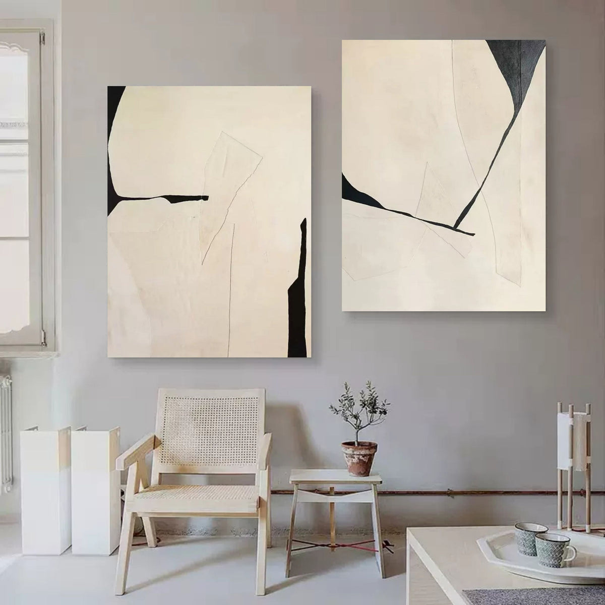Abstract paintings for living room or lounge wall set of 2 #SP107