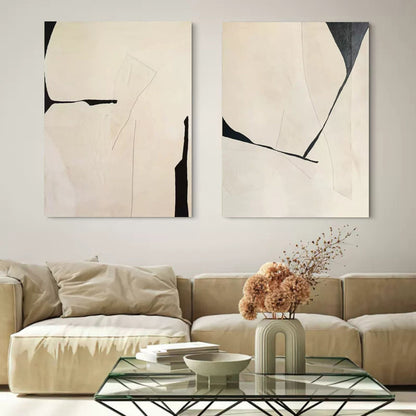 Wabi-sabi art painting on the sofa background wall Set of 2 #SP107