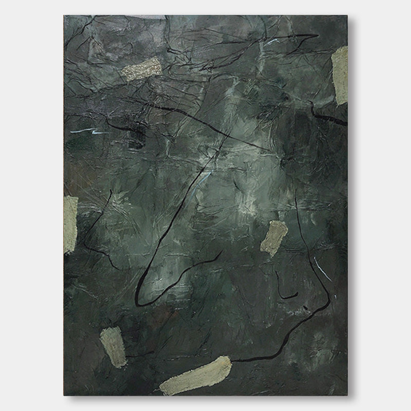 Arrogant and Unruly - Dusty Dark Green Texture Art Painting