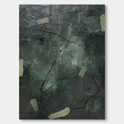 Arrogant and Unruly - Dusty Dark Green Texture Art Painting