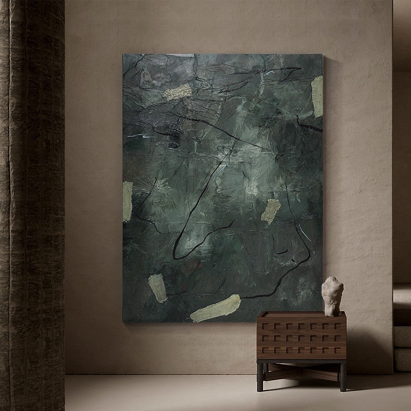 Pure hand-painted retro texture painting for the entrance hall