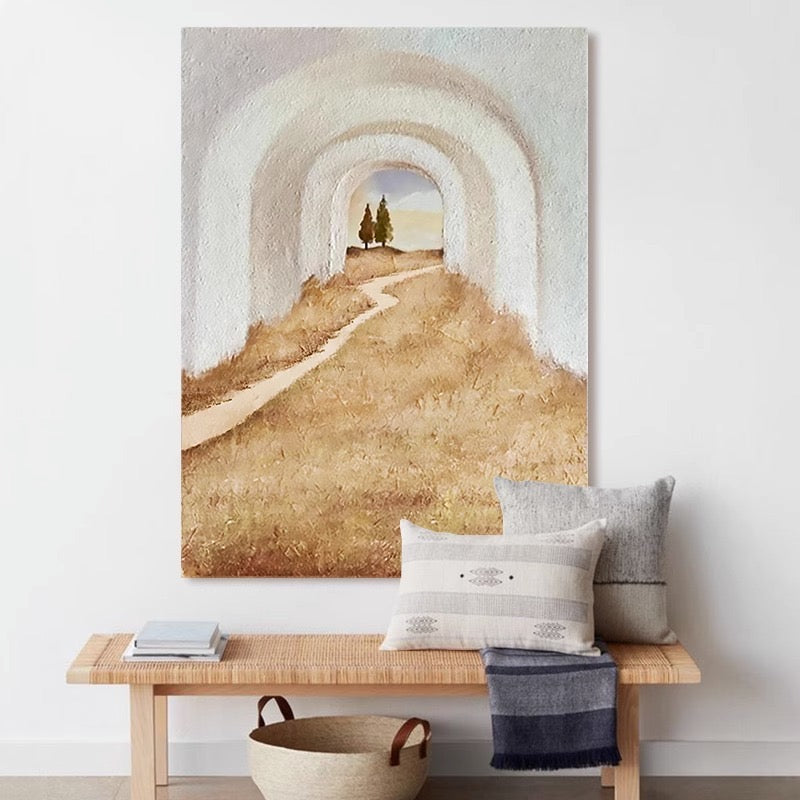 Entrance decorative painting, simple hand-painted living room hanging painting with pure texture