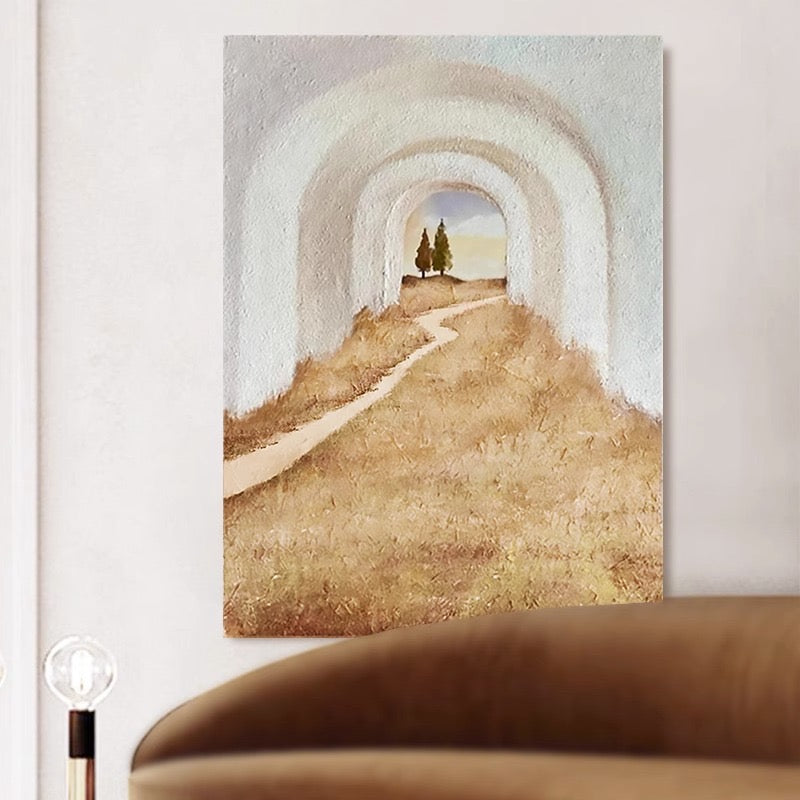 Entrance decorative painting, simple hand-painted living room hanging painting with pure texture, cream style corridor aisle hanging painting