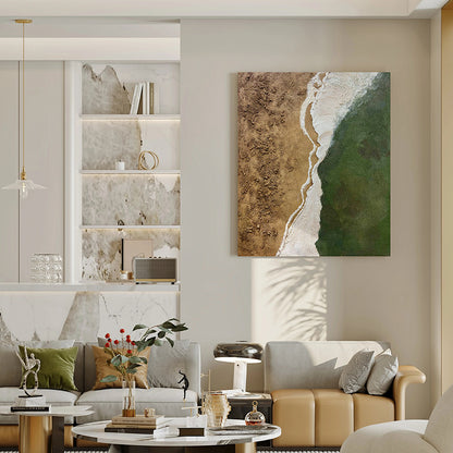 Pure hand-painted texture oil painting, retro-style entrance hall and sofa decoration painting, simple wave hanging painting CA0075