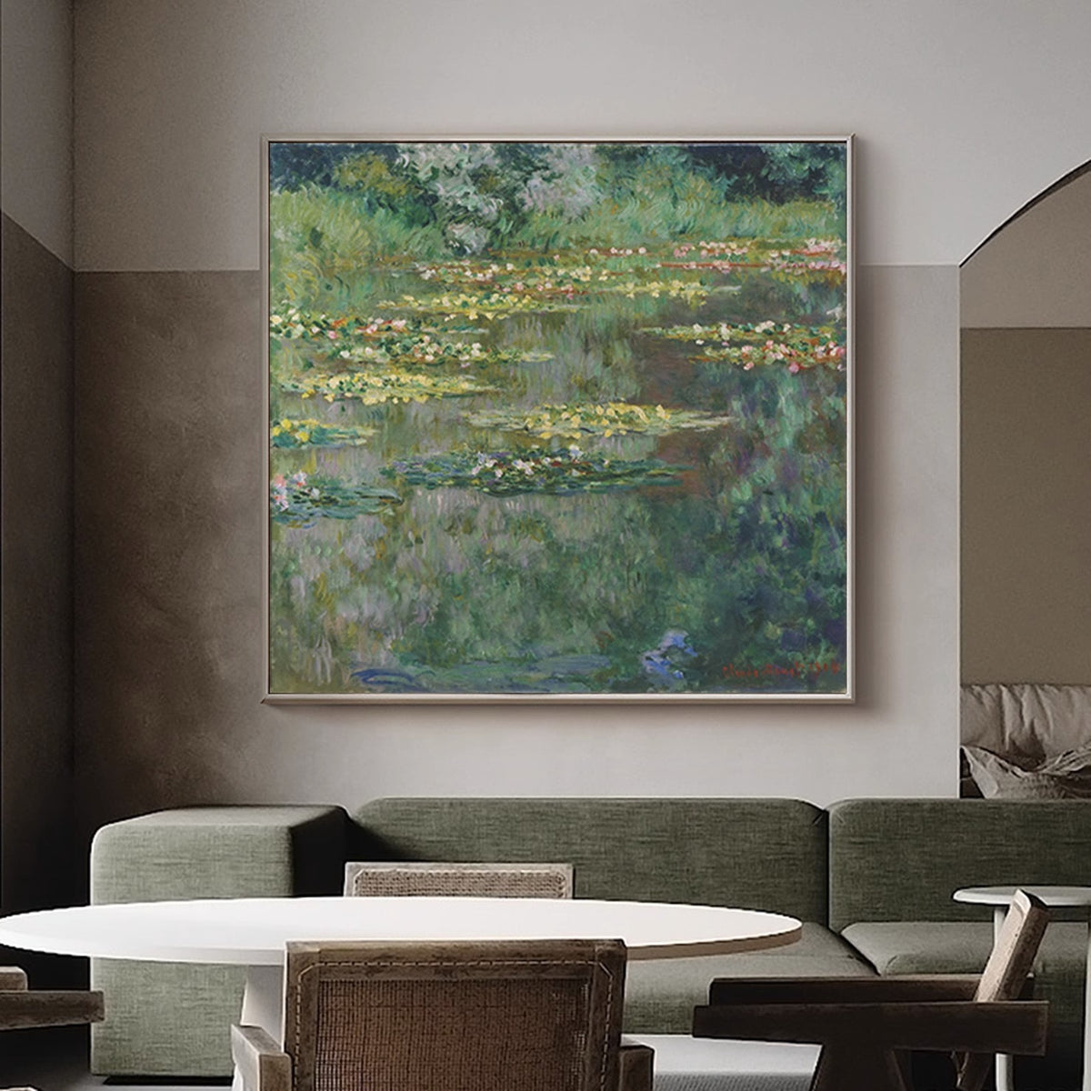 Colorful Art Wall Paintings #CA0067, Thirty Only Monet's Water Lilies of the same style, pure hand-painted oil painting high-end light luxury living room, bedroom, modern home decoration painting