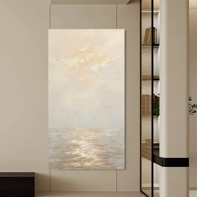 Colorful Art Wall Paintings #CA0069, Modern minimalist abstract seascape hand-painted texture oil painting