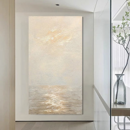 Colorful Art Wall Paintings #CA0069, Modern minimalist abstract seascape hand-painted texture oil painting, decorative painting, vertical wall mural for porch and entrance, aisle mural.