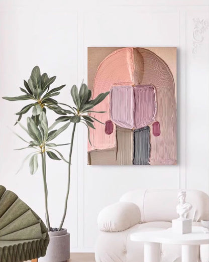Cream Mocas Apricot - Simple and Gentle Life Pop Art Painting High-end cream decorative painting in  living room