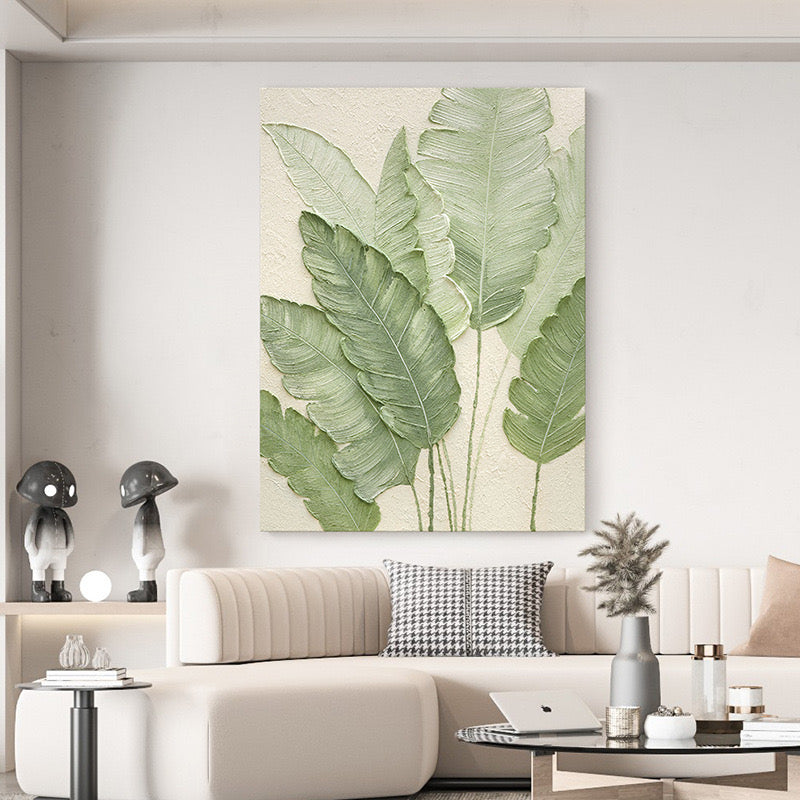 Banana leaf hand-painted texture painting for living room