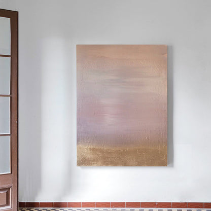 Floating Light Leaping Into Gold - Pink Clouds Appear in Pieces Art Painting texture entrance decorative painting wabi-sabi style pure hand-painted texture living room decorative painting