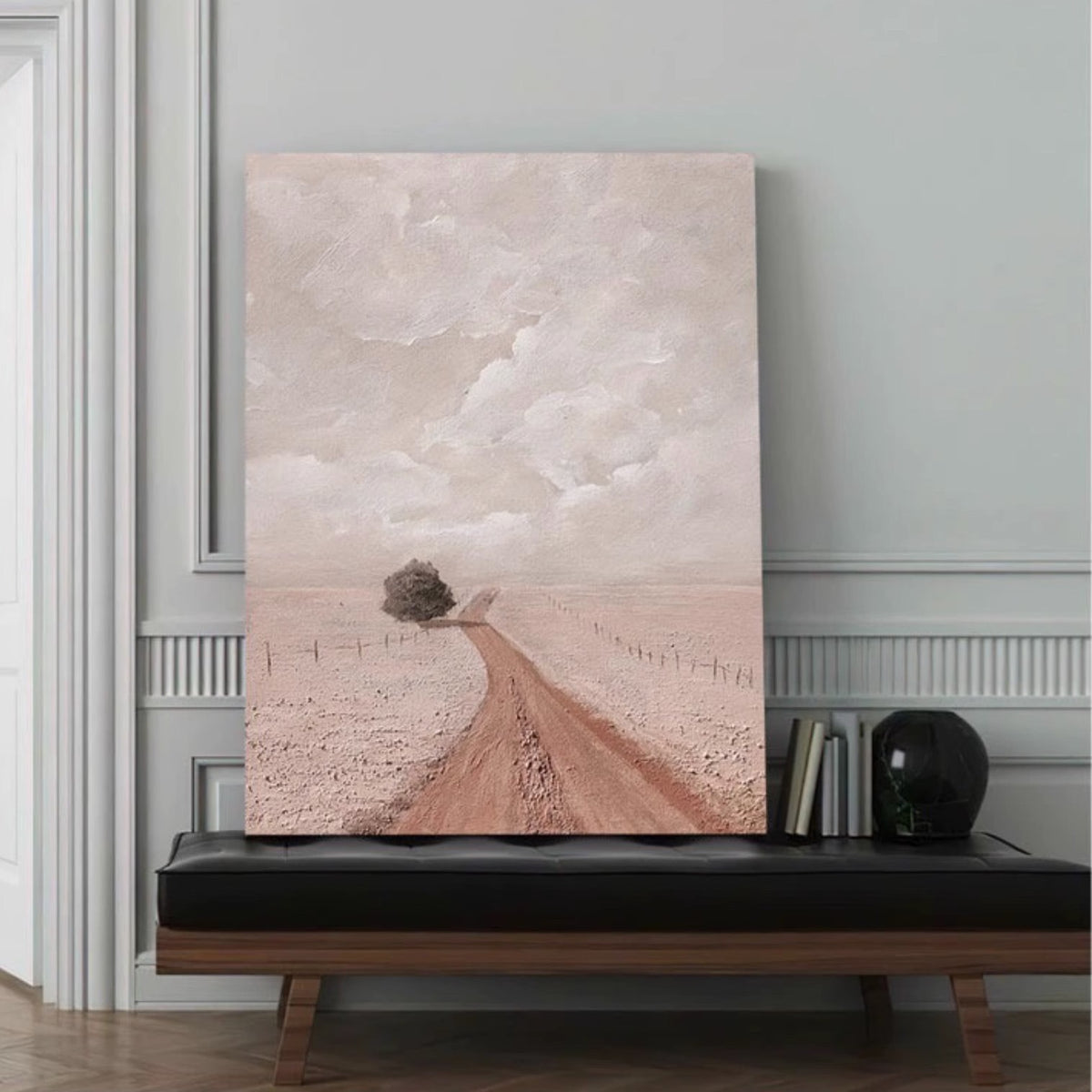 Pure hand-painted texture abstract landscape painting, living room background decoration painting, warm color texture light luxury hanging painting