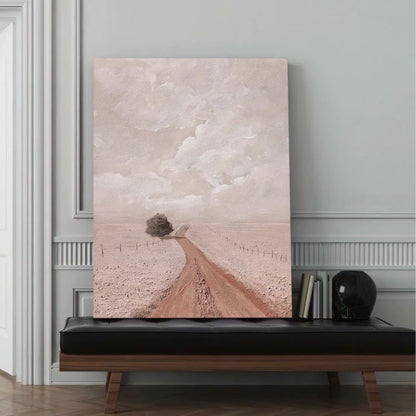 Pure hand-painted texture abstract landscape painting, living room background decoration painting, warm color texture light luxury hanging painting