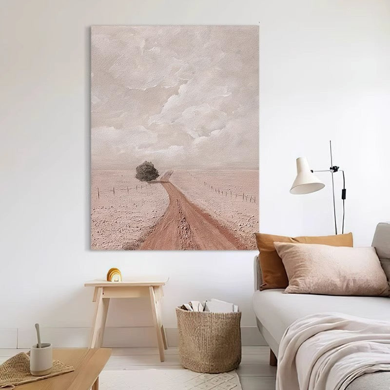 Pure hand-painted texture abstract landscape painting, living room background decoration painting