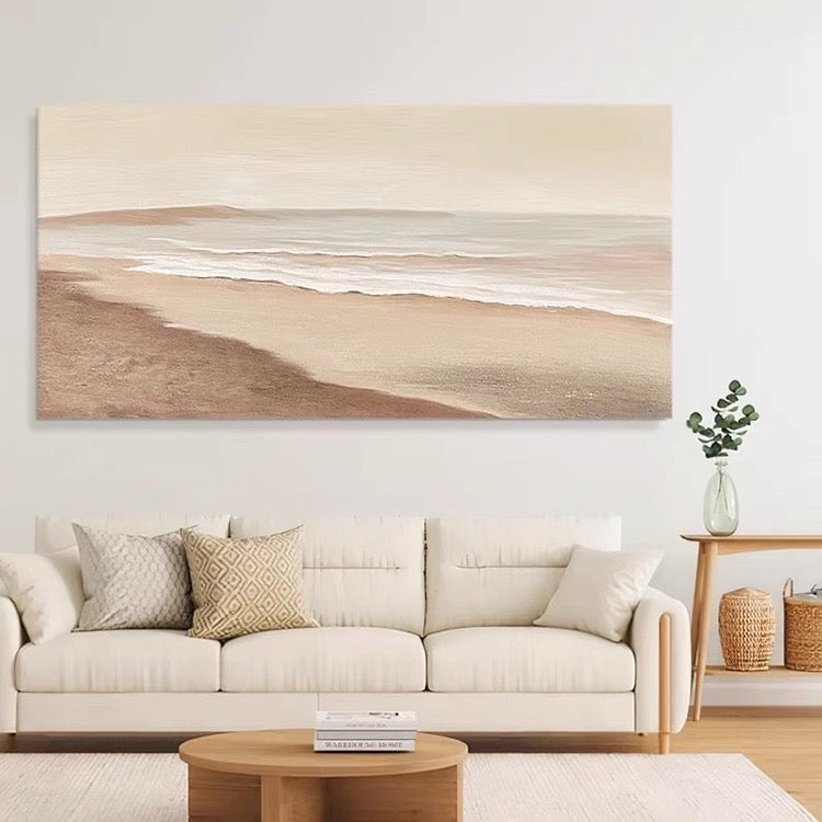 Horizontal dining room hanging paintings, wabi-sabi style minimalist murals PRT0021