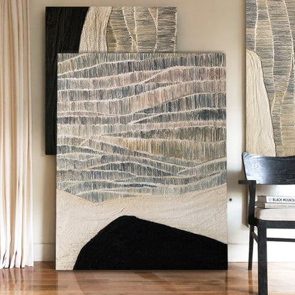 Hand-painted abstract three-dimensional paintings on living room and sofa background walls