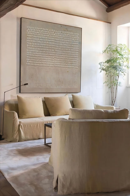 Living room sofa background wabi sabi art painting