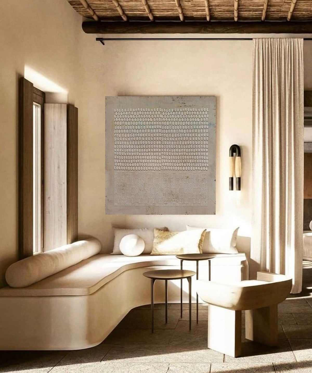 Living room sofa background wabi sabi art painting