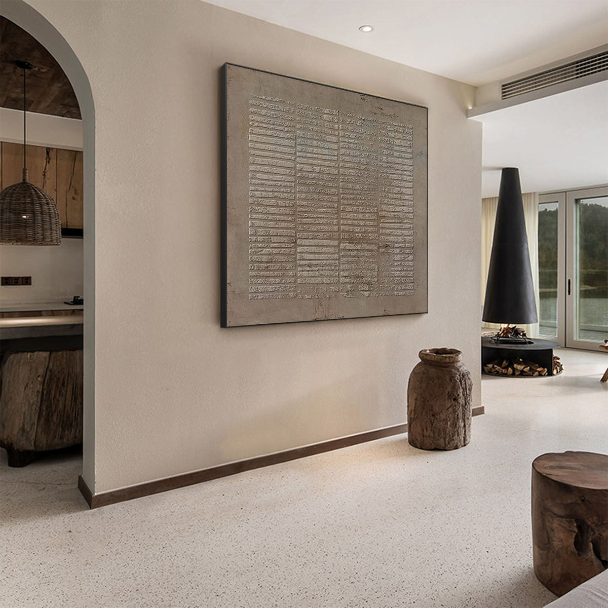 Wabi-sabi art painting in the living room