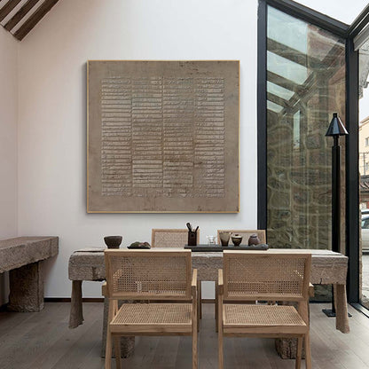 Wabi sabi art painting on tea table background in lounge