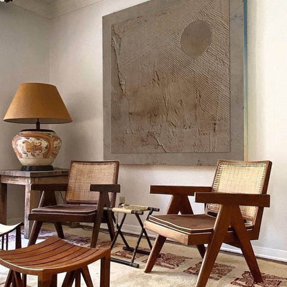 Wabi-sabi art painting on the lounge wall