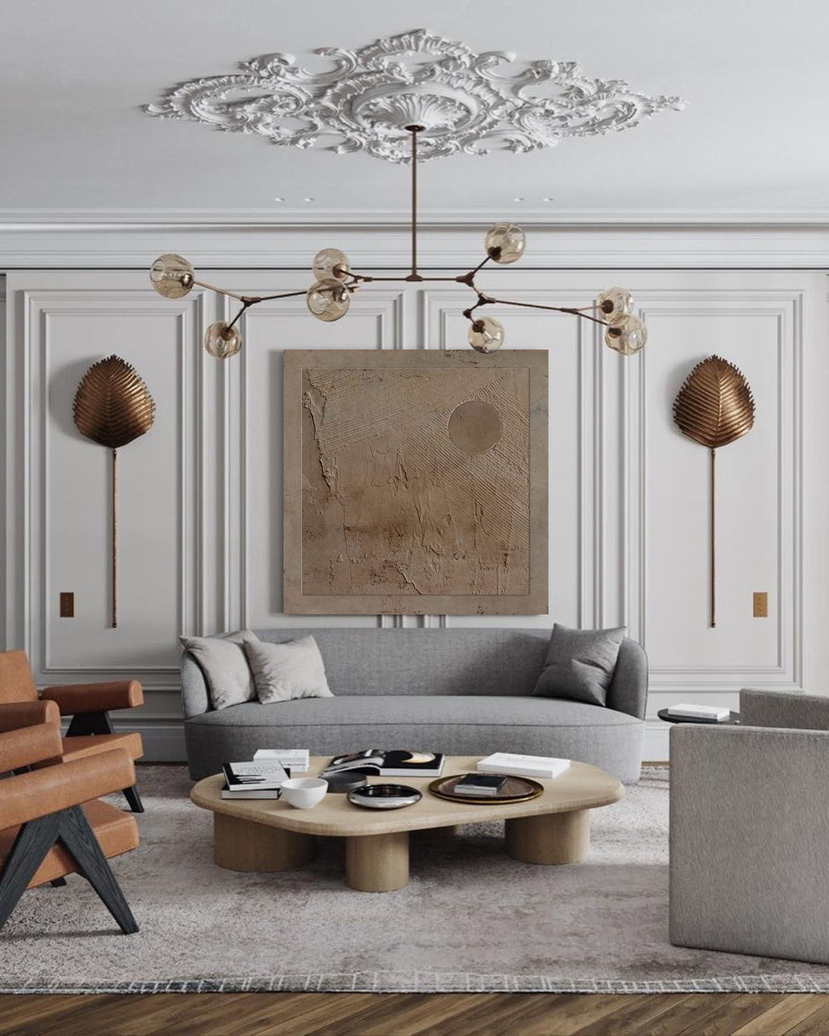 Wabi-Sabi wall art painting in the living room