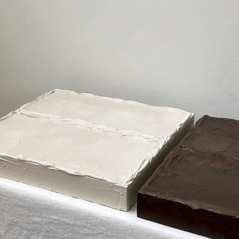 Dark brown and white wabi-sabi style decorative painting
