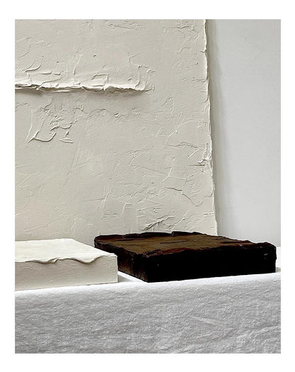 Dark brown and white wabi-sabi style decorative painting