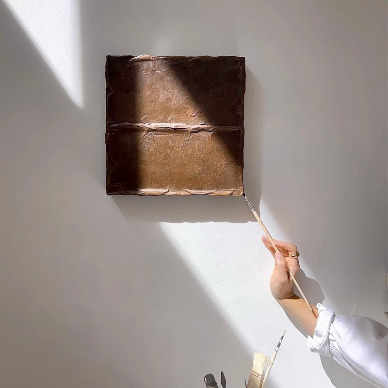 Dark brown retro modern minimalist dining room hanging painting