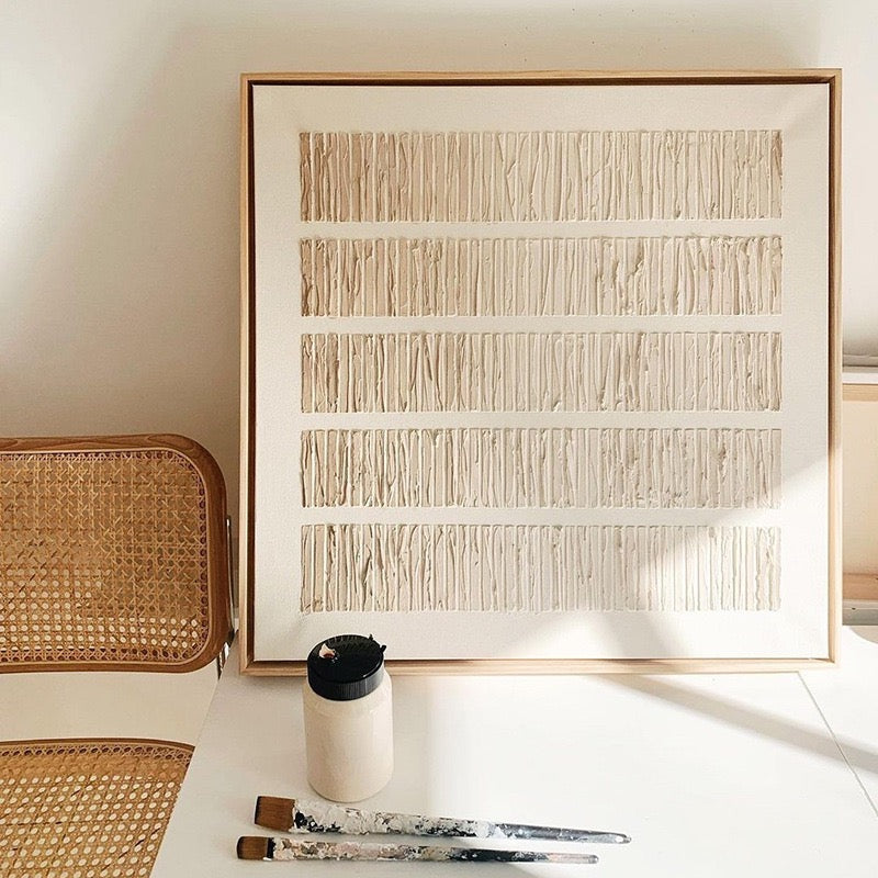 Pure white modern abstract texture painting of abject poverty, hand-painted oil painting of wabi-sabi in the living room