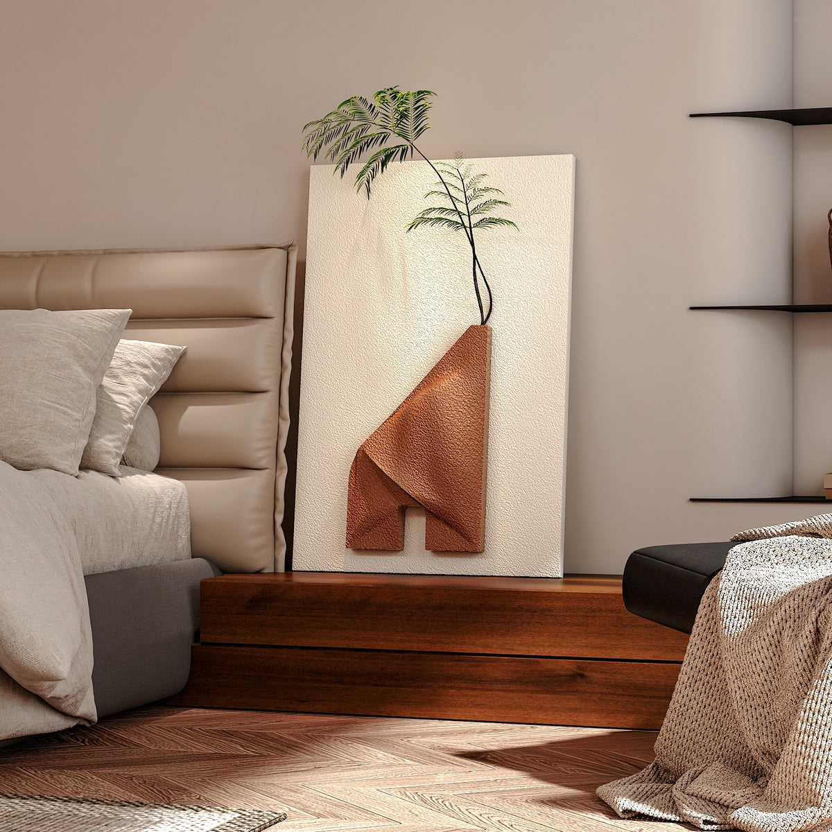 Modern simple porch decorative painting, grand living room with high-end texture three-dimensional sandstone mural