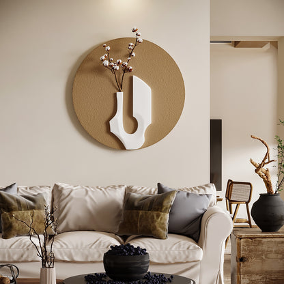 Wabi-sabi style living room decoration painting sandstone texture painting, abstract murals in aisle corridors, circular relief illustrations and hanging paintings.