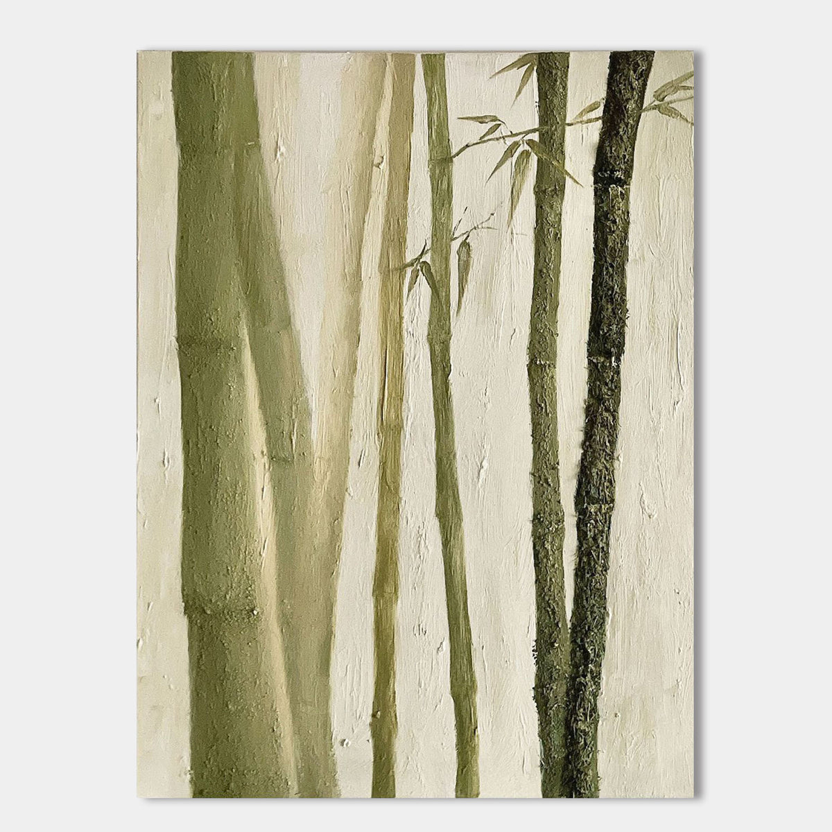 Original bamboo hand-painted minimalist wabi-sabi style decorative oil painting
