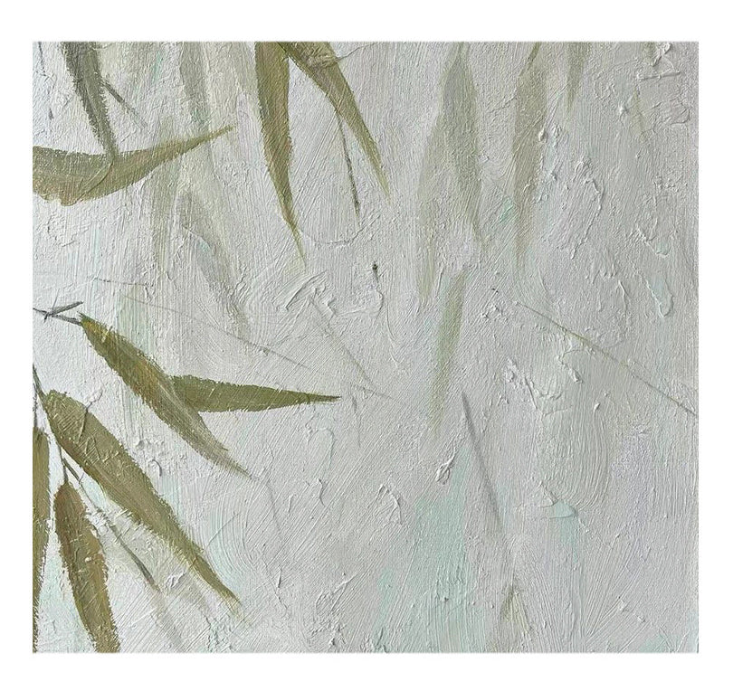 Original bamboo hand-painted minimalist wabi-sabi style decorative oil painting