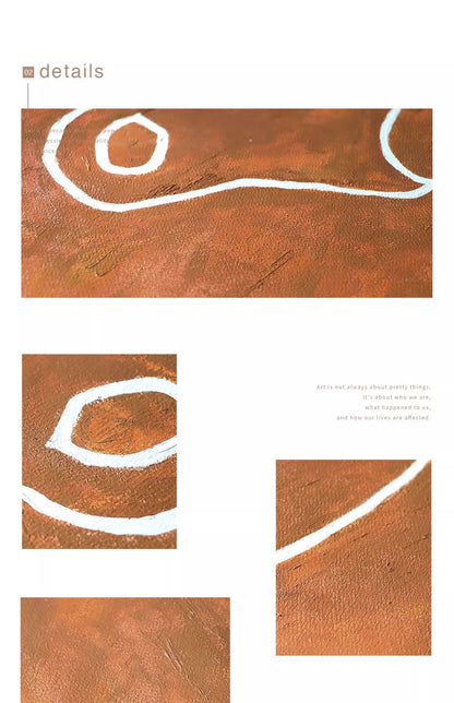 wabi-sabi abject poverty murals and hanging paintings.