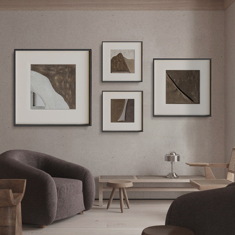 4 wabi-sabi murals on the background wall of the living room WS0012