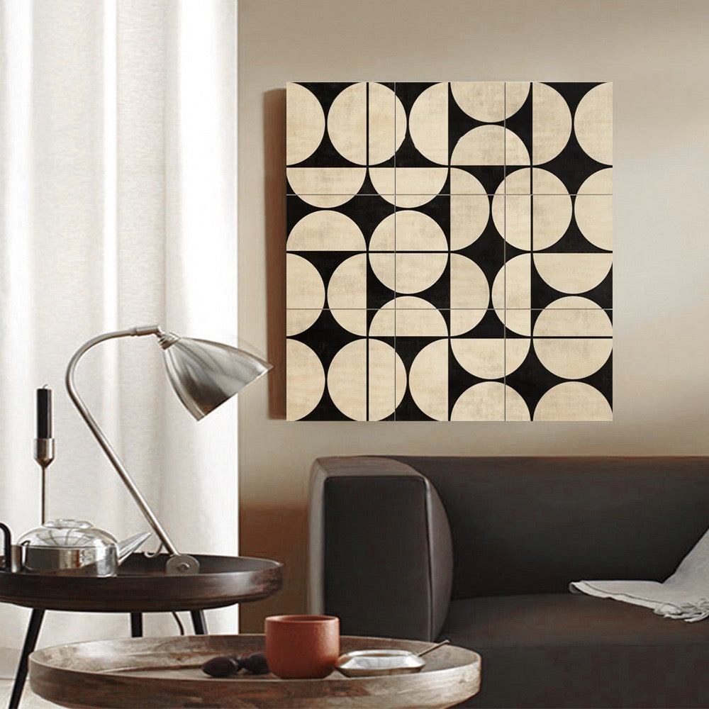 Wabi-sabi style mural on sofa background wall WS0013