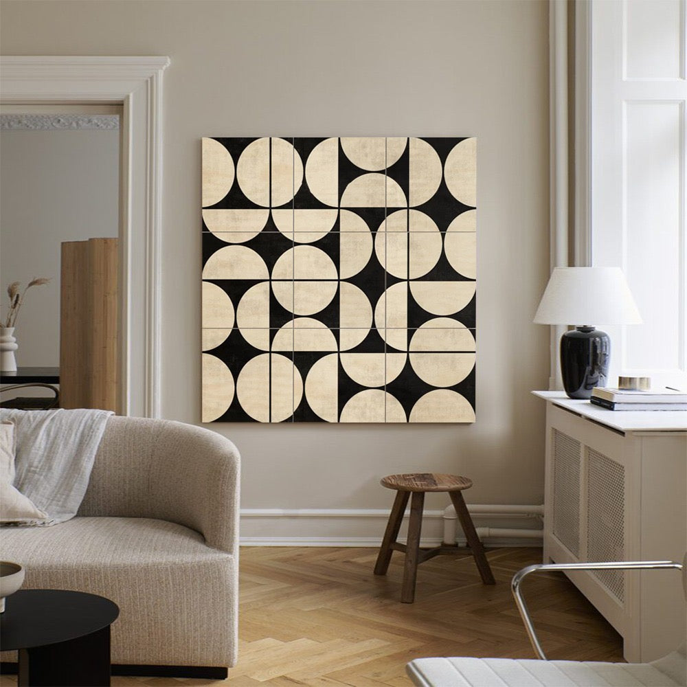 Wabi-sabi style mural on the living room background wall WS0013