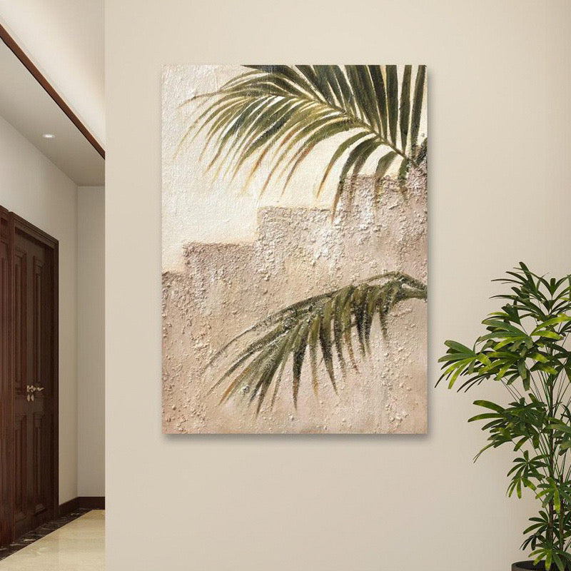Entrance cream style frameless plant hanging painting
