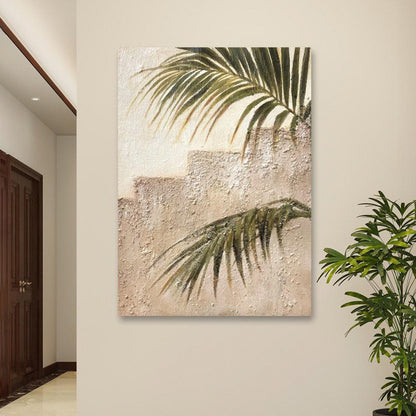 Entrance cream style frameless plant hanging painting