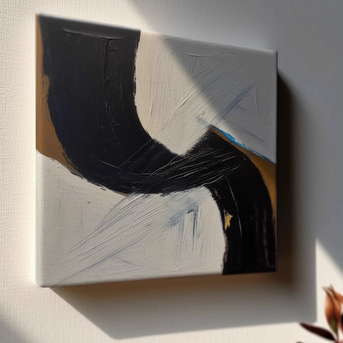 Wabi-sabi style entrance hall hand-painted texture oil painting, living room three-dimensional decorative painting, square artist abstract painting professional design WS0021