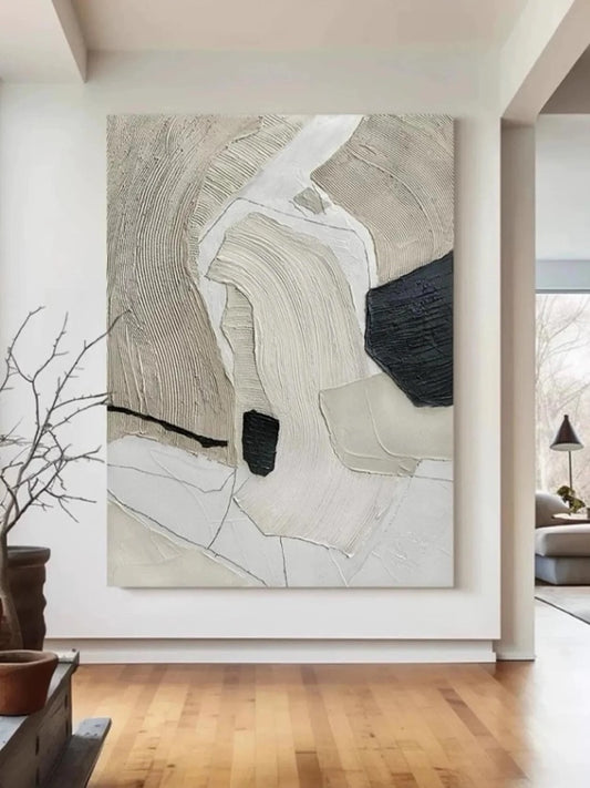 Beige Wabi Sabi 3D Textured Wall Art | Minimalist & Boho Home Decor