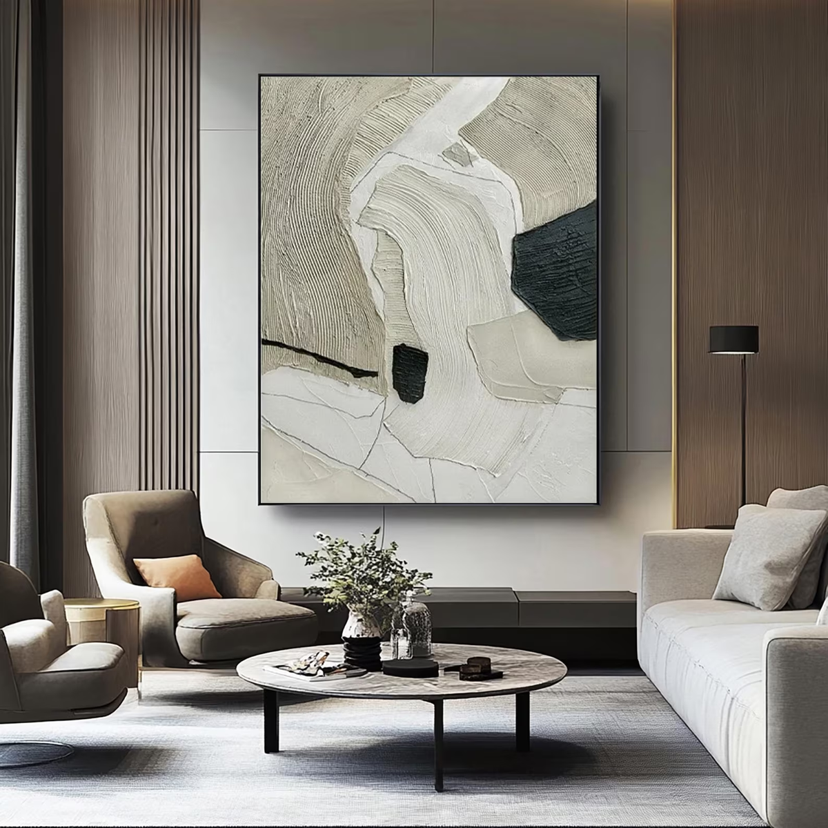 Beige Wabi Sabi 3D Textured Wall Art | Minimalist & Boho Home Decor