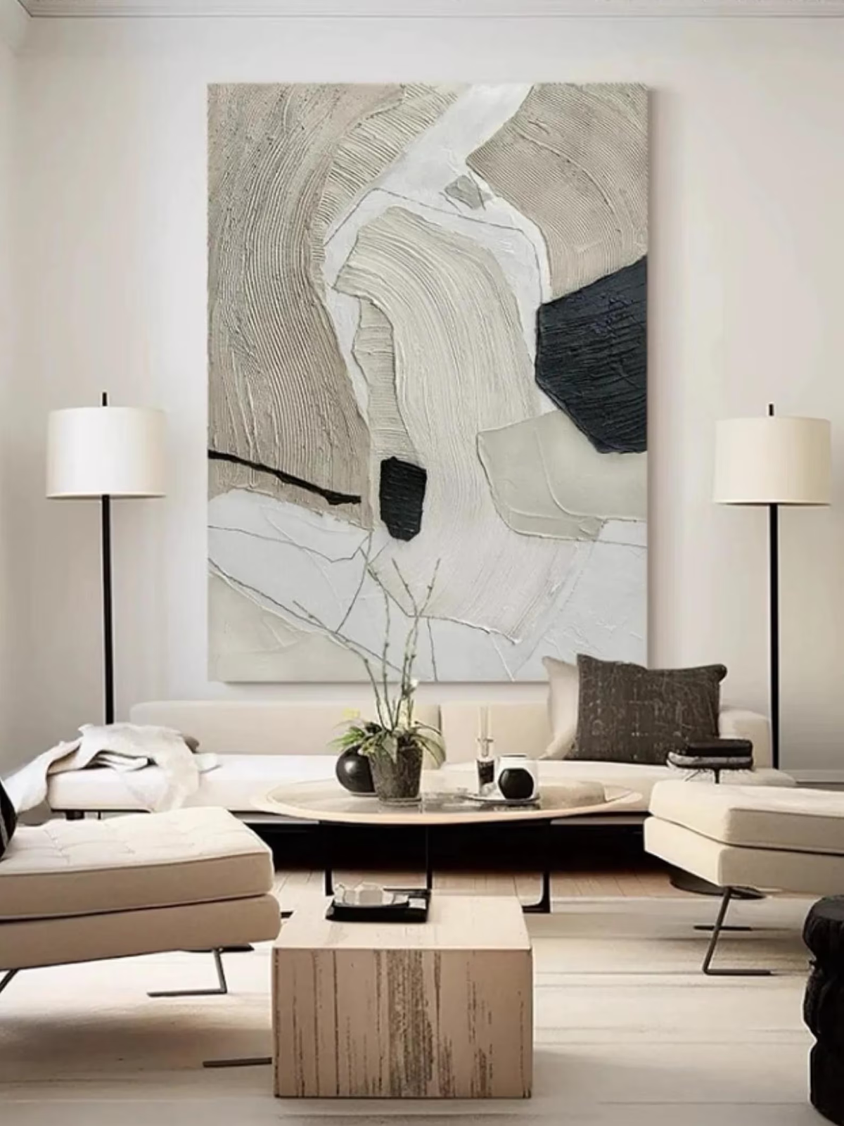 Beige Wabi Sabi 3D Textured Wall Art | Minimalist & Boho Home Decor