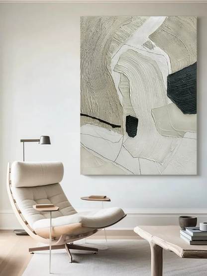 Beige Wabi Sabi 3D Textured Wall Art | Minimalist & Boho Home Decor