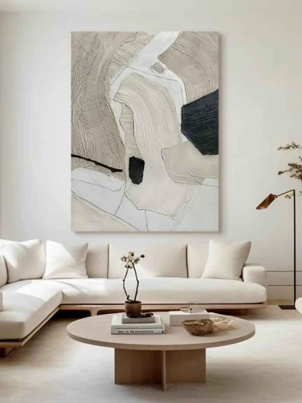 Beige Wabi Sabi 3D Textured Wall Art | Minimalist & Boho Home Decor