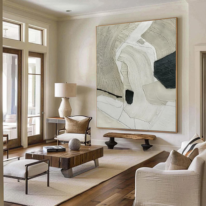 Beige Wabi Sabi 3D Textured Wall Art | Minimalist & Boho Home Decor