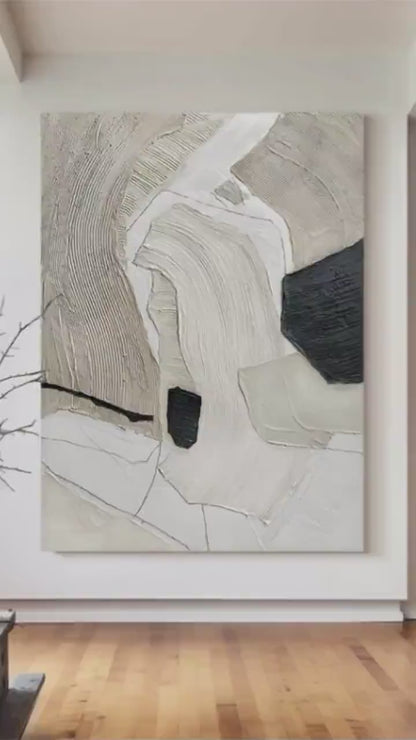 Beige Wabi Sabi 3D Textured Wall Art | Minimalist & Boho Home Decor